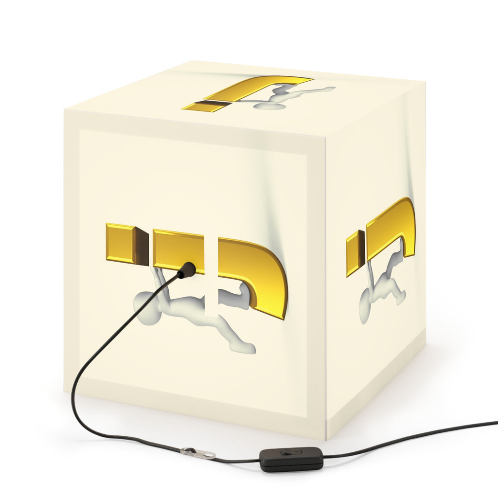3D Stick Figure Riding Gold Letter J Light Cube Lamp | Personalized Initial Lighting