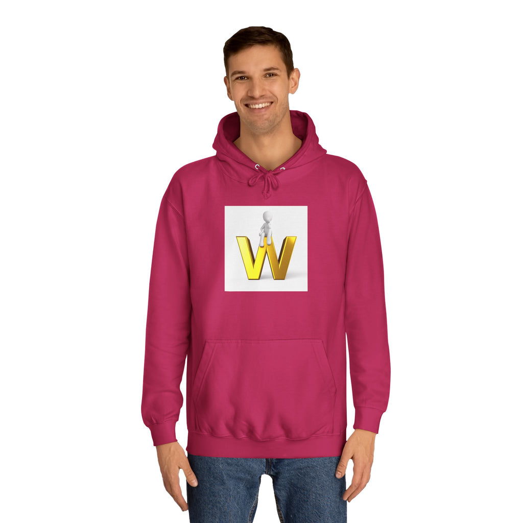 3D Gold W Letter with Sitting Figure Hoodie | Initial W Sweatshirt