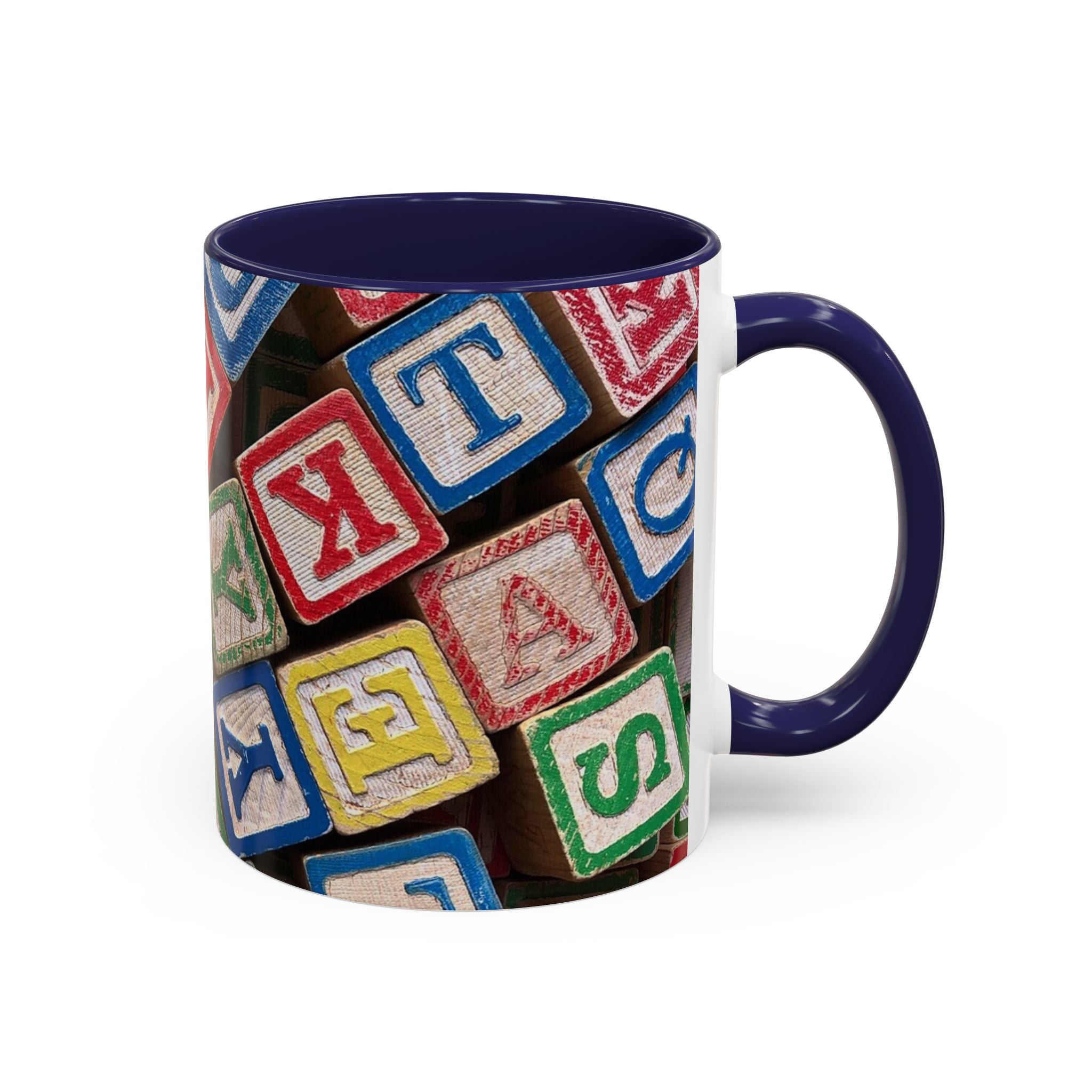 Alphabet Blocks Accent Coffee Mug | Kids Toy Letter Pattern