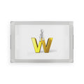 3D Stick Figure on Gold Letter W Acrylic Serving Tray | Monogram Initial Decor