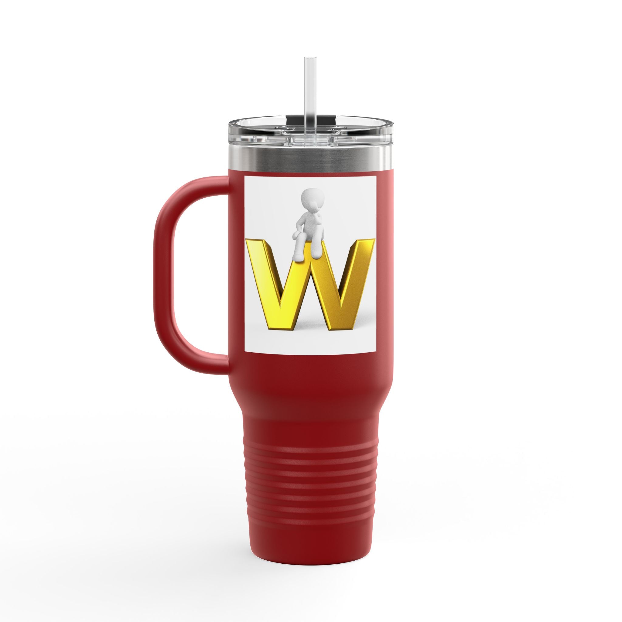 3D Gold Letter W with Figure Travel Mug | Insulated 40oz Tumbler