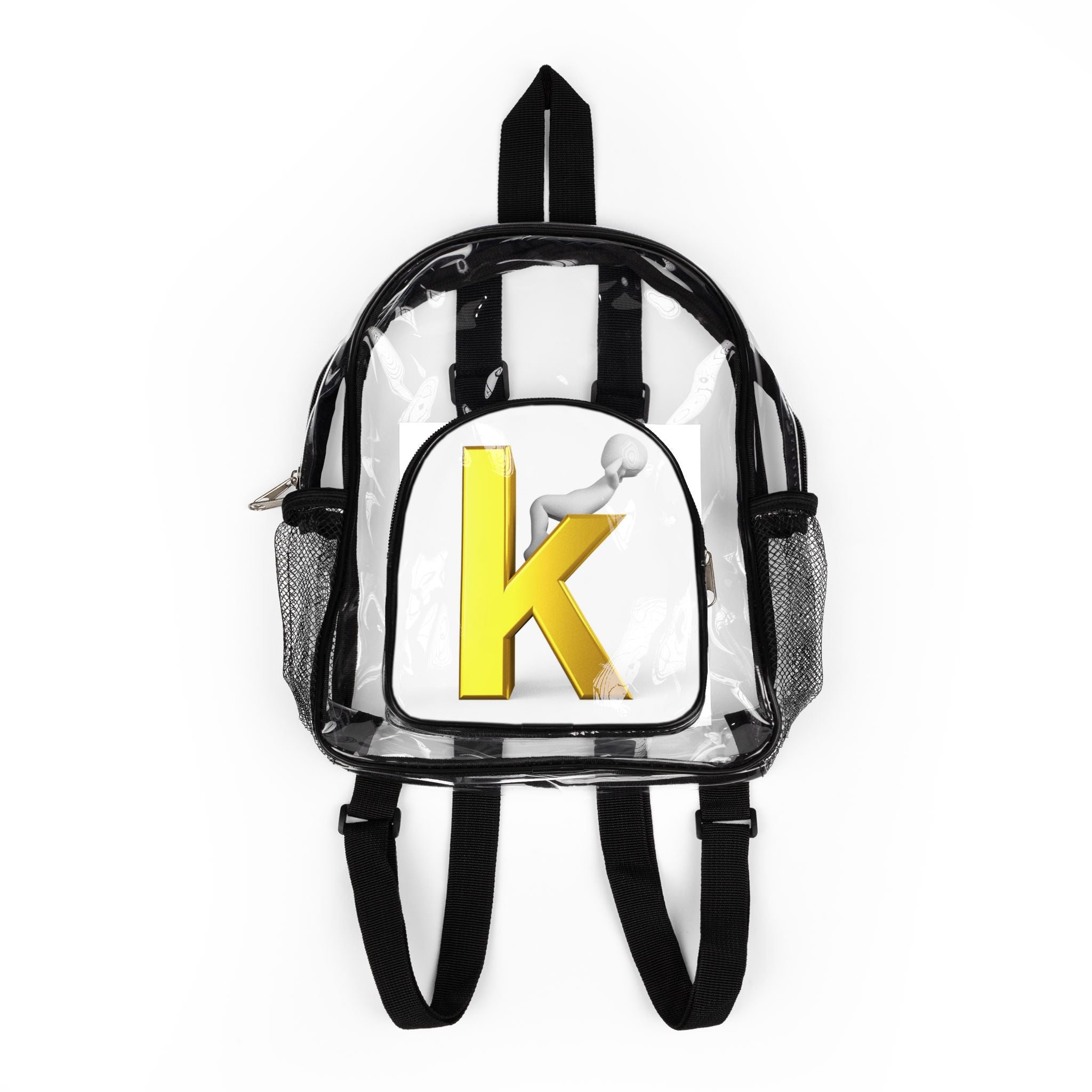 Yellow Letter K Monogram Backpack | Clear Stadium Backpack
