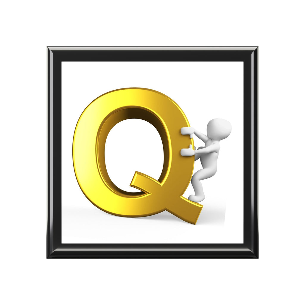 Gold Letter Q Monogram Jewelry Box | Initial Keepsake Storage