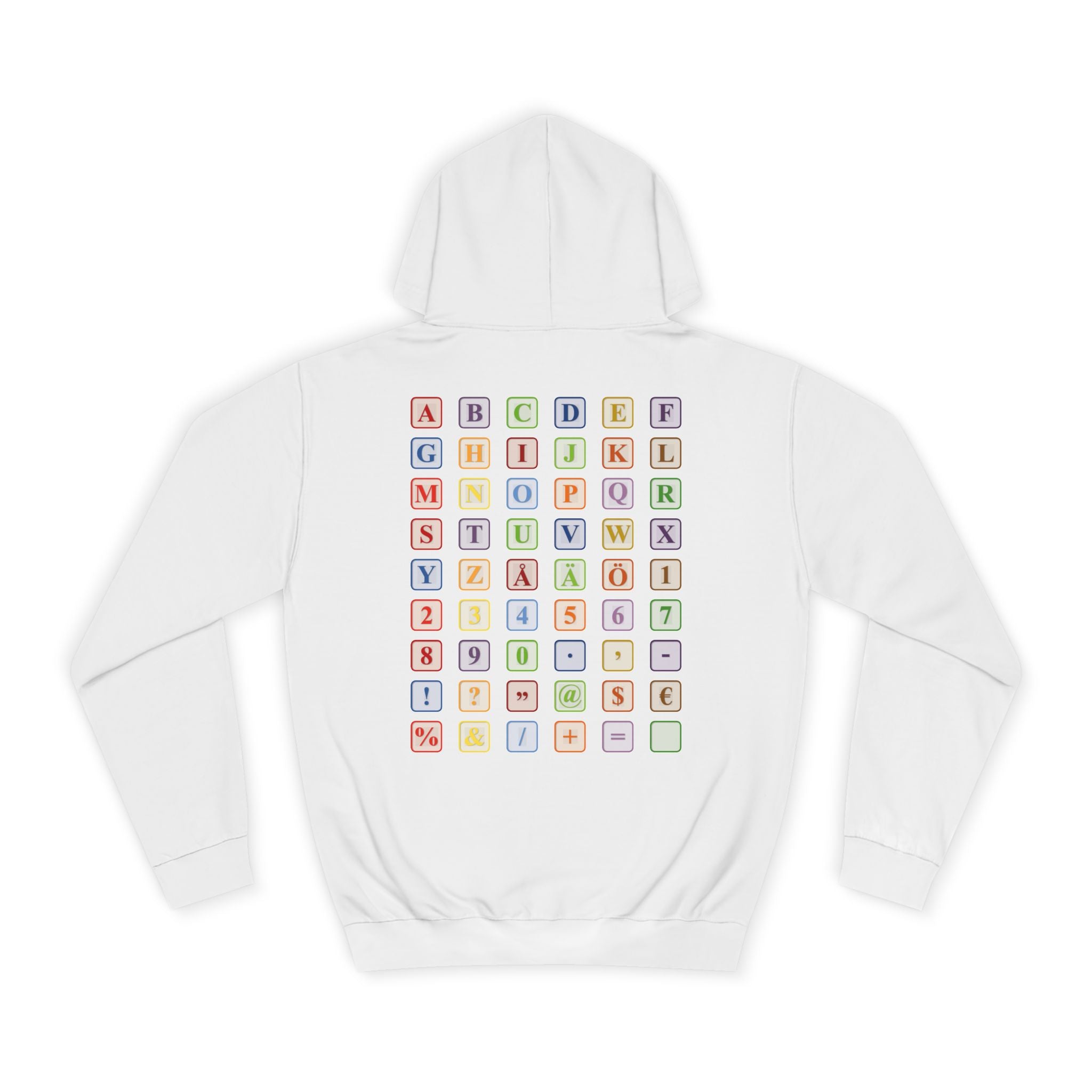Alphabet Blocks Hoodie | Colorful Letter Grid, Back & Front Print