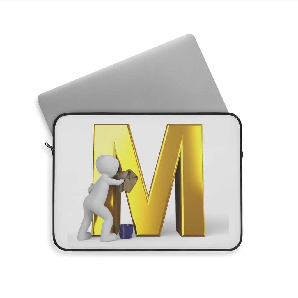 Gold Letter M Cleaning Laptop Sleeve | Monogram Initial M