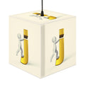 3D Stick Figure Riding Gold Letter J Light Cube Lamp | Personalized Initial Lighting