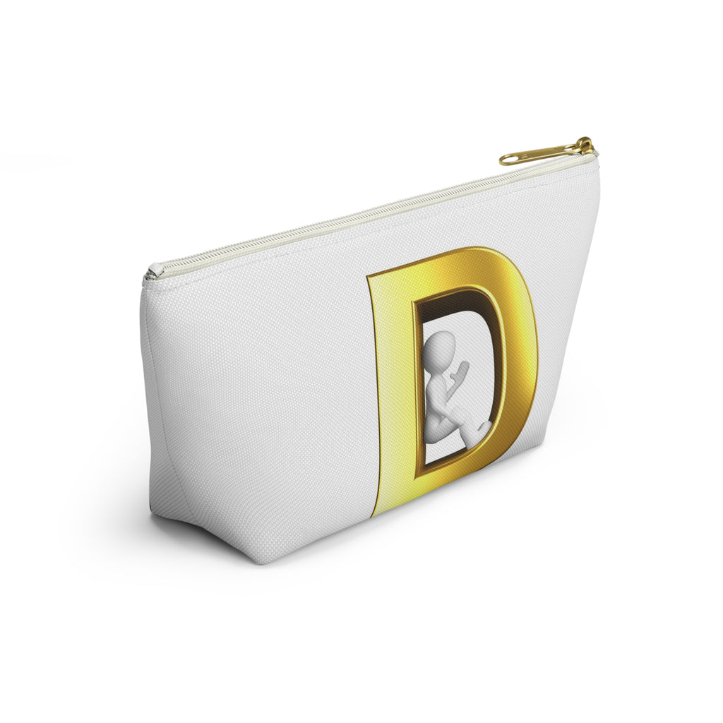 Gold Letter D with 3D Figure Accessory Pouch
