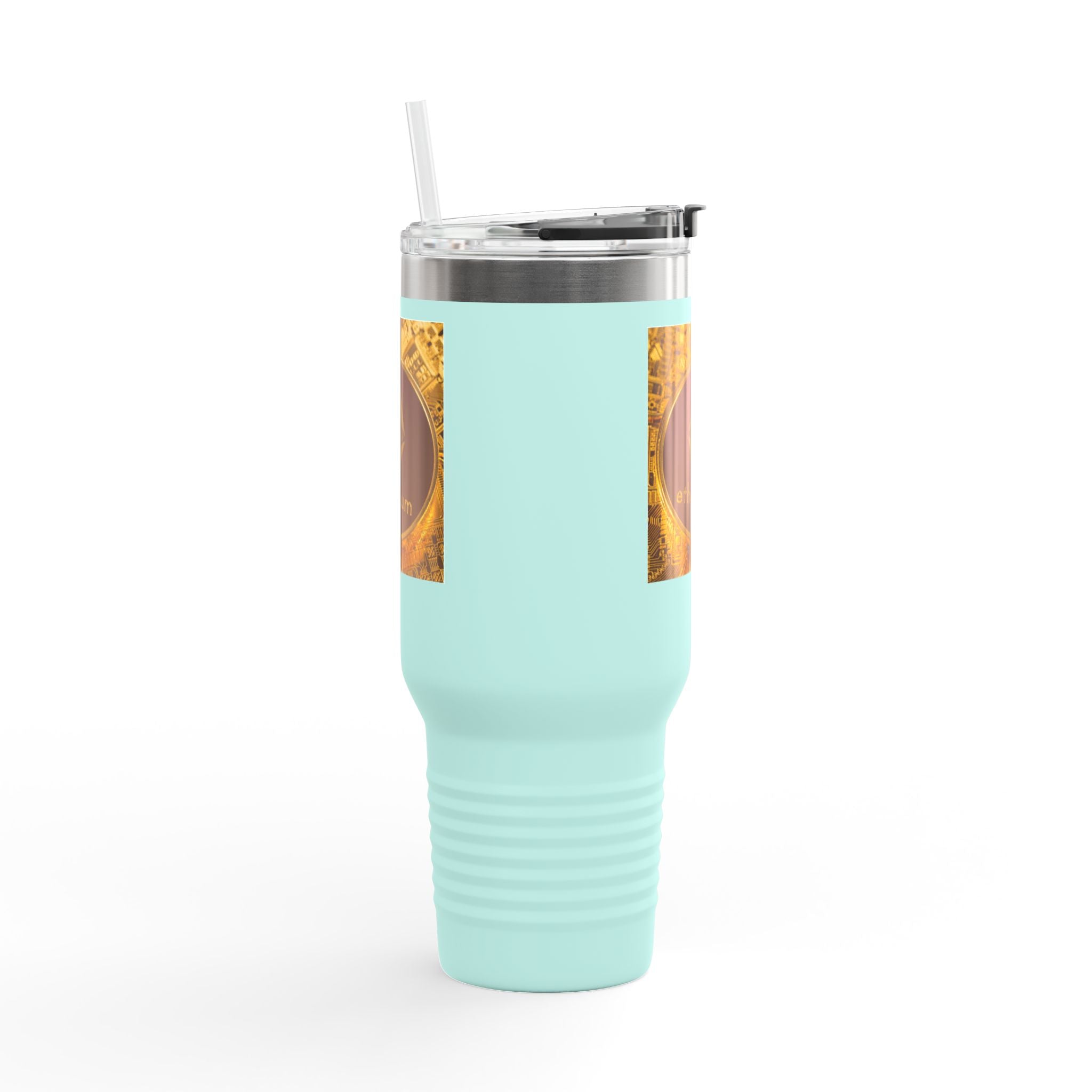 Mug de voyage isotherme 40oz motif pièce Ethereum | Tumbler isotherme logo crypto
