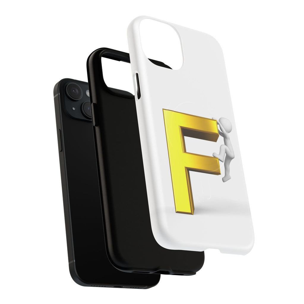 3D Gold Letter F Climber Phone Case | Magnetic Tough Case