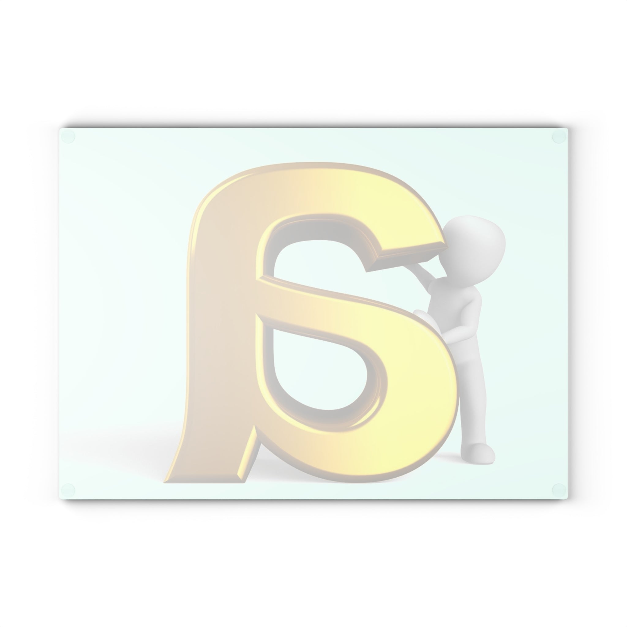 3D Gold Letter A with Figure Glass Cutting Board | Monogram Kitchen Decor