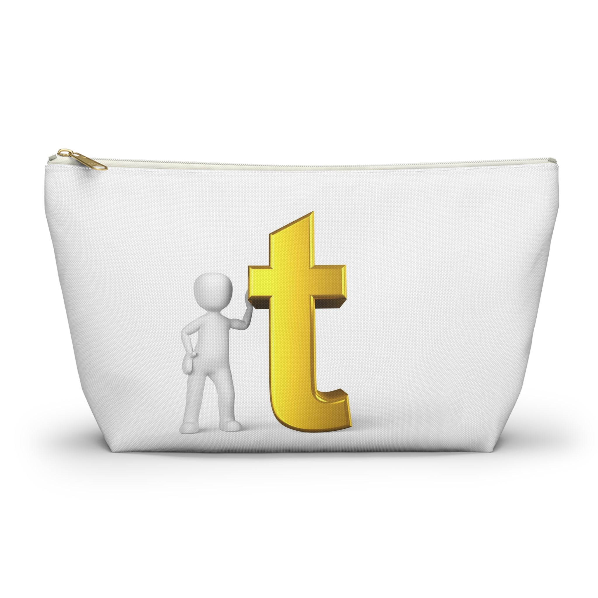 Gold Letter T Monogram Accessory Pouch | T-Bottom Makeup Bag