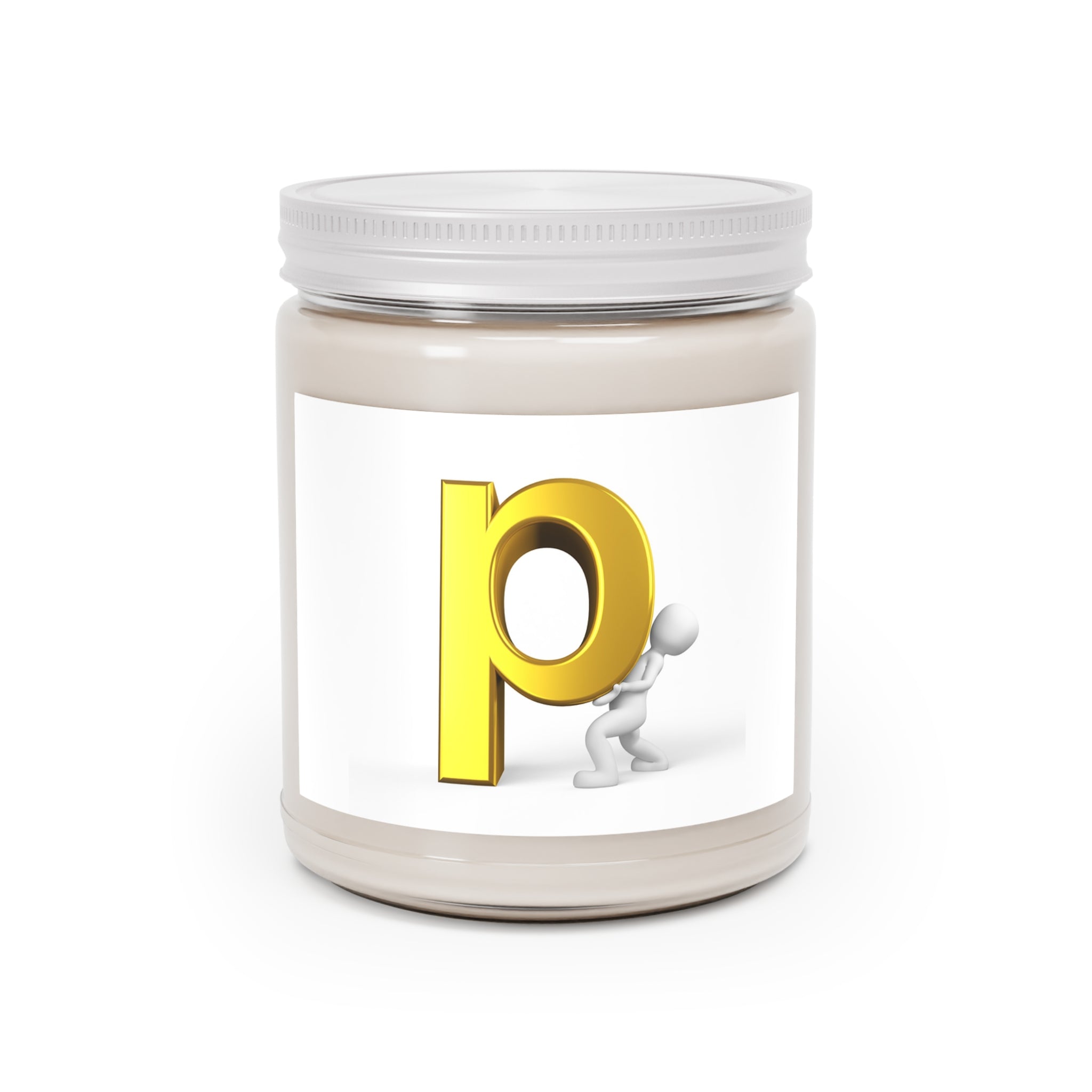 Gold Letter P Illustration Candle, Soy Jar Candle