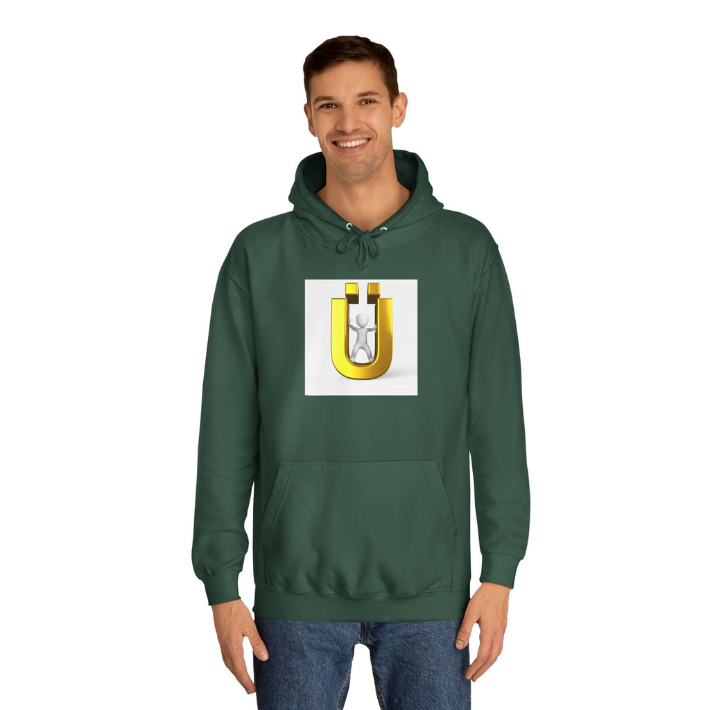 Gold Ü Letter Logo Hoodie | 3D Person Initial U Sweatshirt