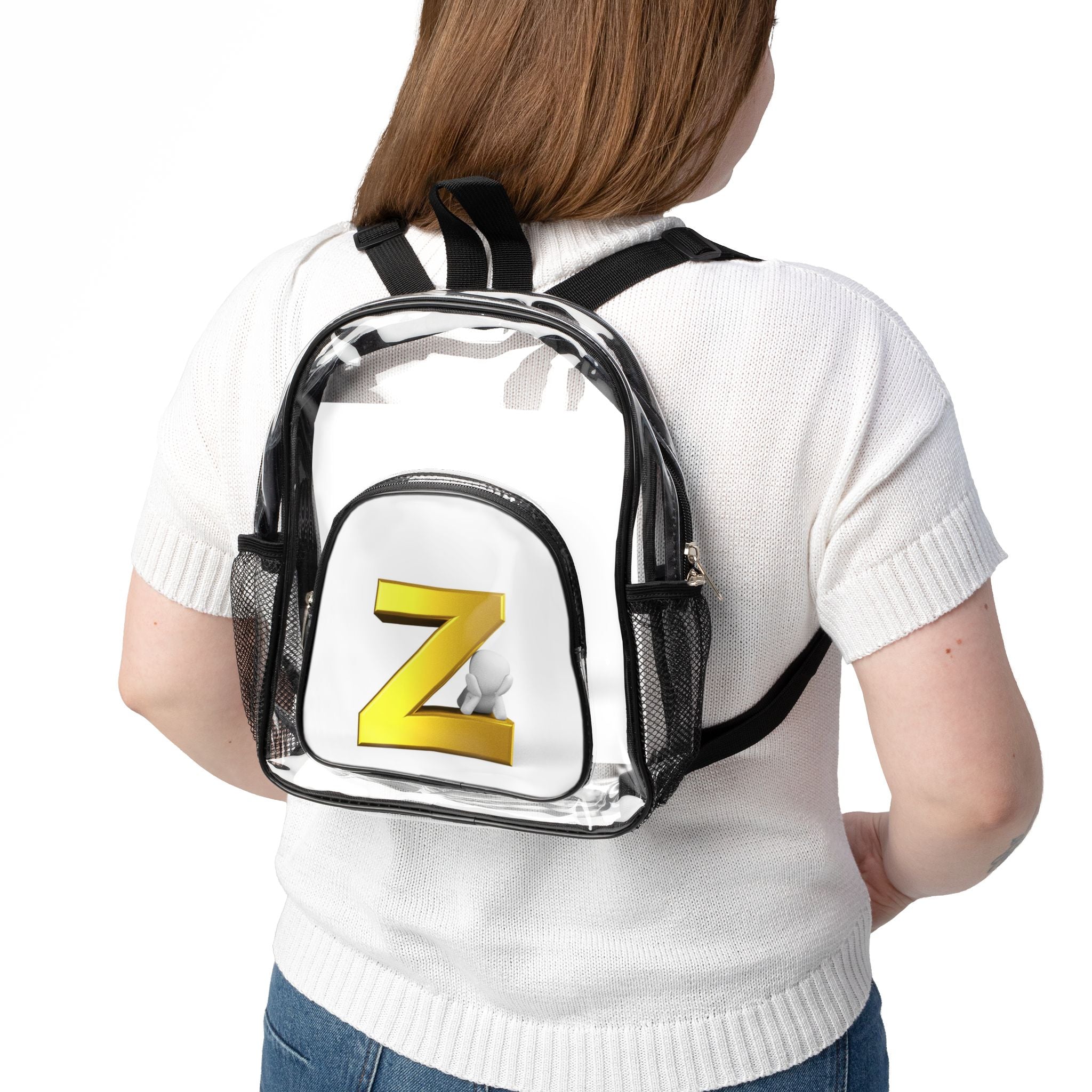 Yellow 3D Z Letter Clear Stadium Backpack | Clear School Bag
