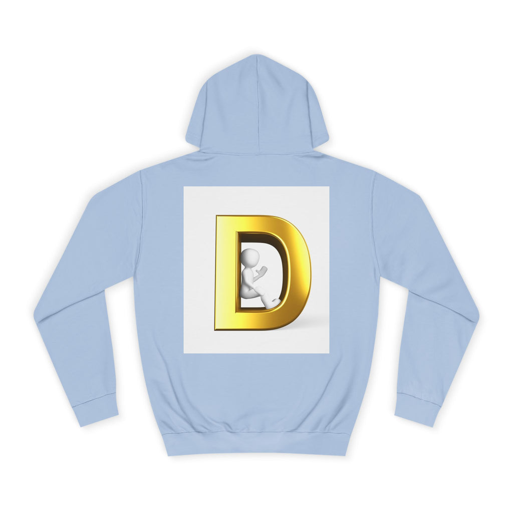 Gold Letter D Hoodie | Monogram Initial Sweatshirt, Metallic 3D Typography
