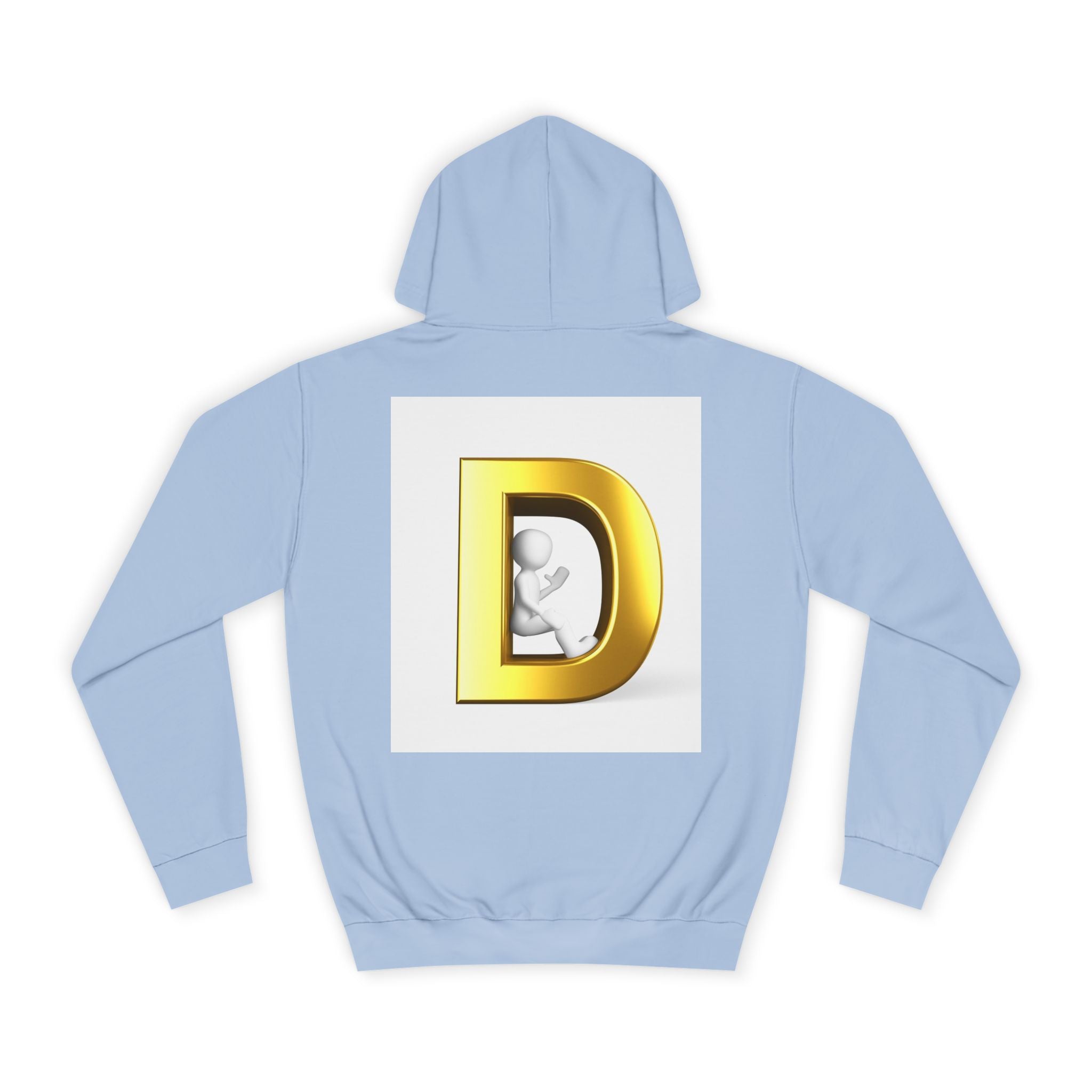 Gold Letter D Hoodie | Monogram Initial Sweatshirt, Metallic 3D Typography