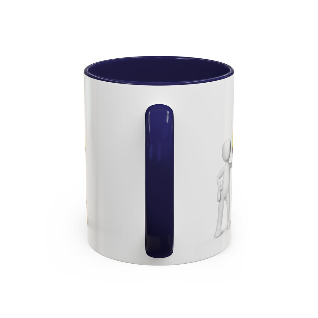 3D Stick Figure with Gold Letter T Mug | Accent Coffee Mug