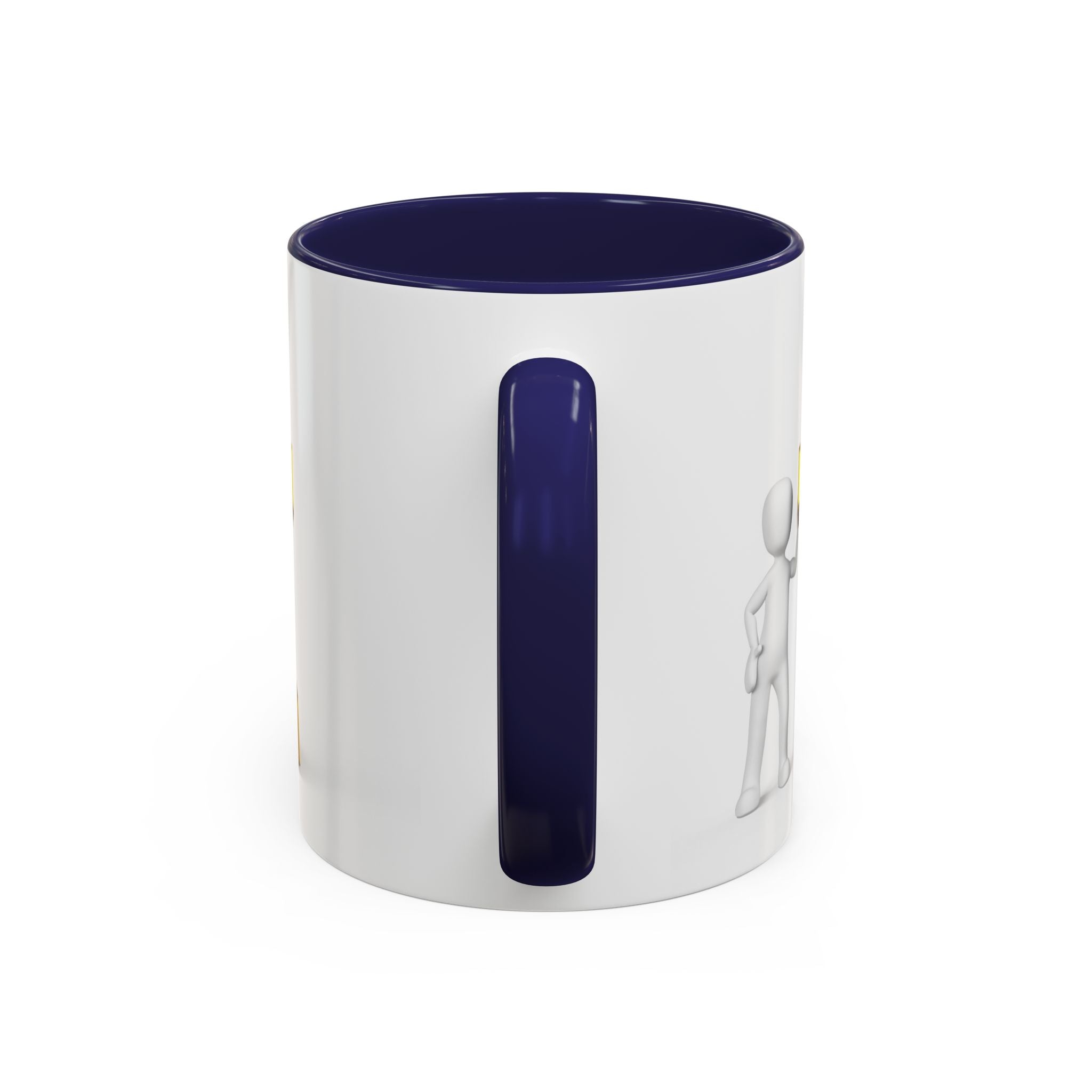 3D Stick Figure with Gold Letter T Mug | Accent Coffee Mug
