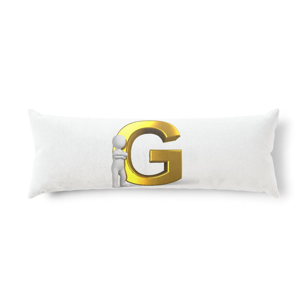Gold Letter G monogram Body Pillow | Initial G decorative pillow