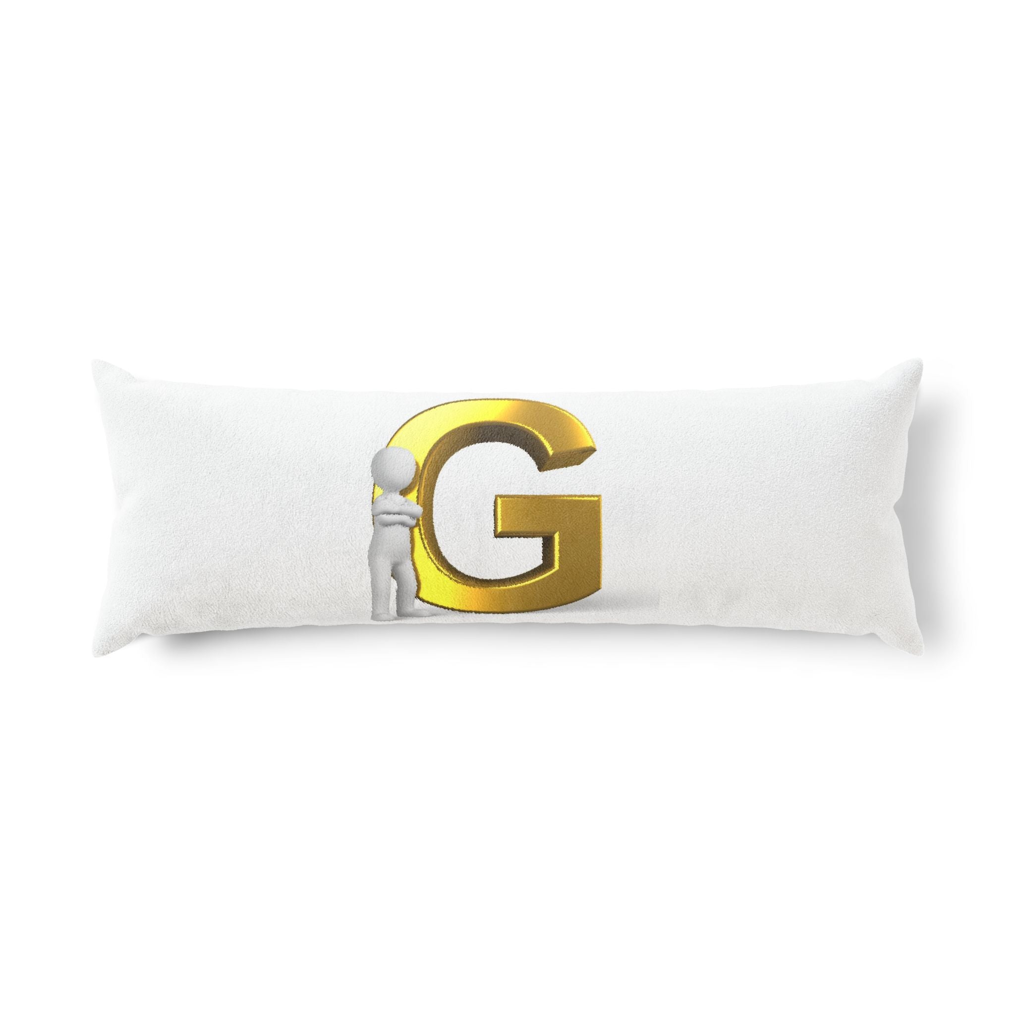 Gold Letter G monogram Body Pillow | Initial G decorative pillow