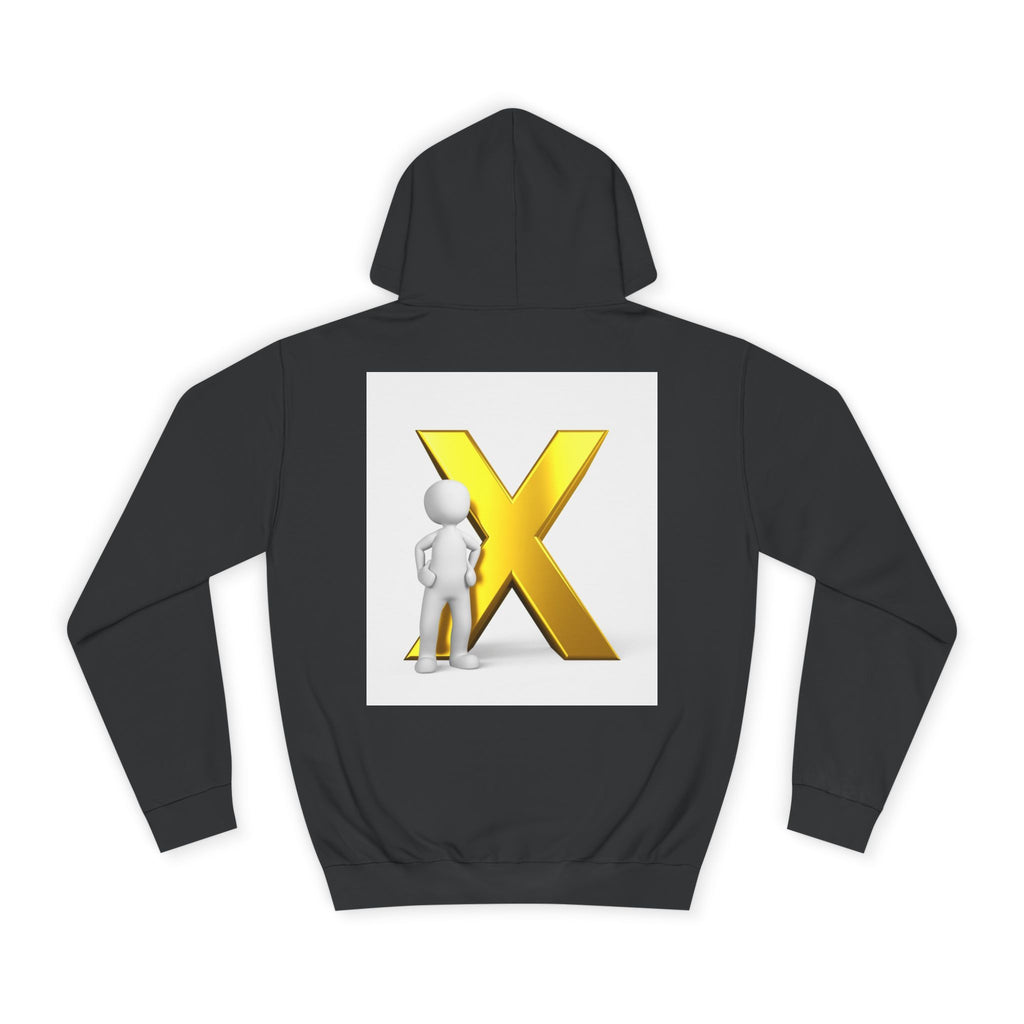Golden Letter X Graphic Hoodie | 3D Stick Figure Initial X Sweatshirt