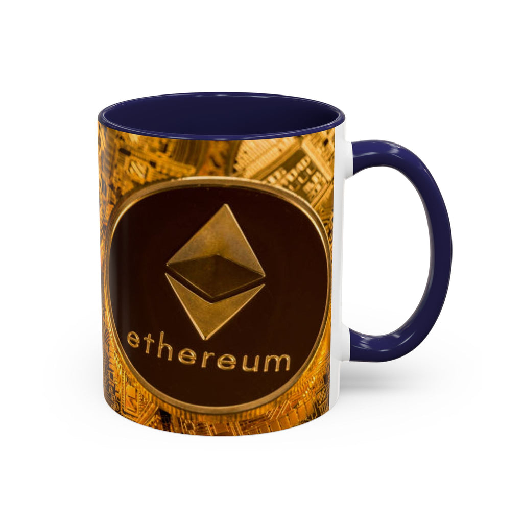 Ethereum Coin Accent Mug | Crypto Logo Coffee Mug