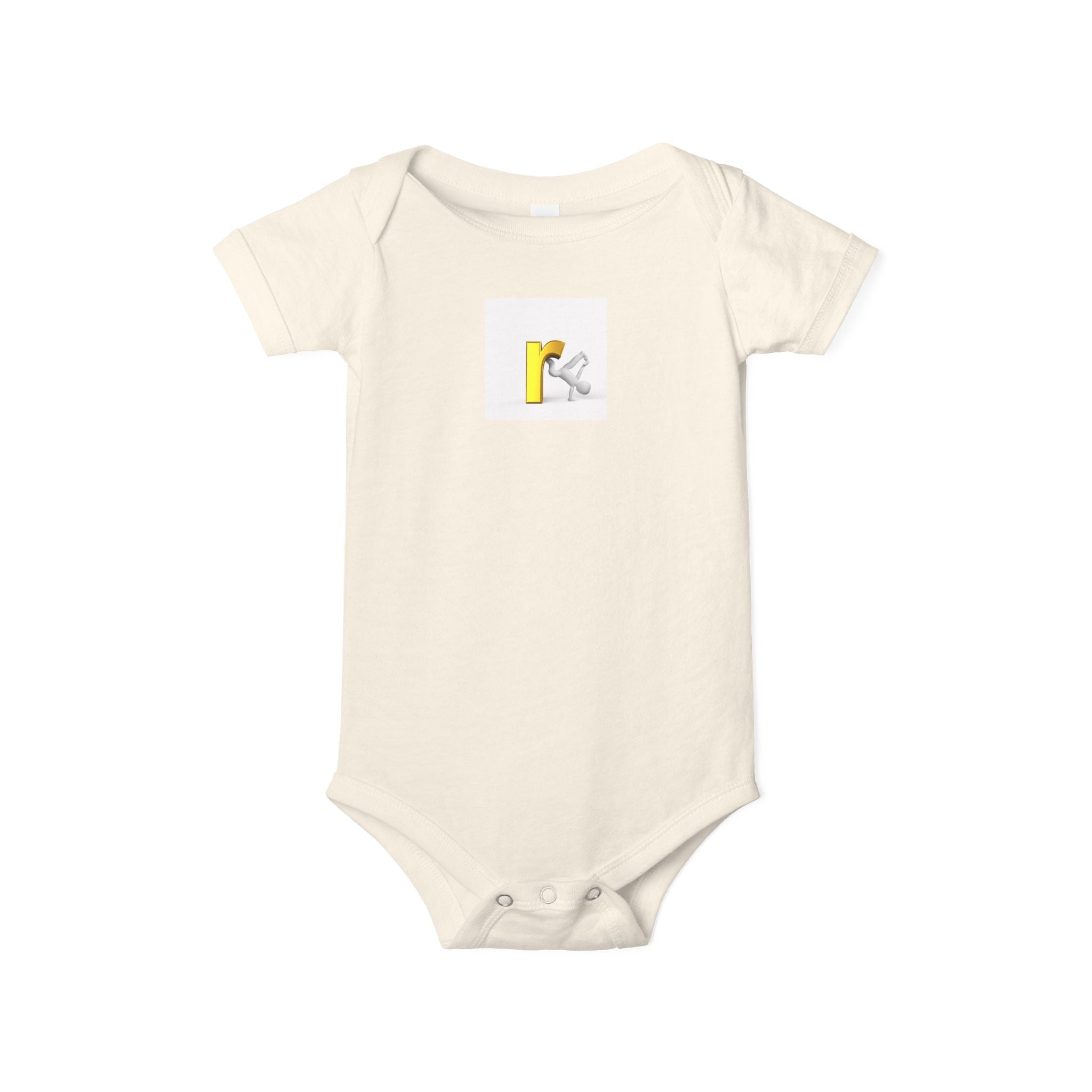 Body pour bébé monogramme lettre R jaune | Combinaison une pièce en jersey pour bébé