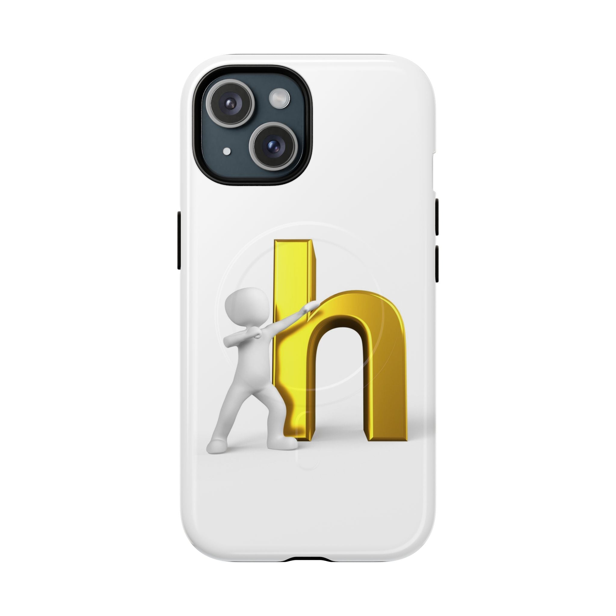 Coque de téléphone 3D avec lettre H dorée poussée | Coque magnétique robuste